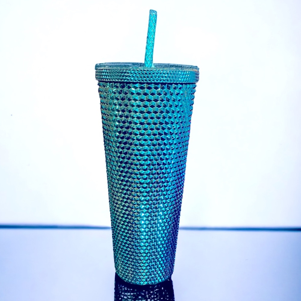 NEW Starbucks 24oz Teal Chrome Studded Venti Tumbler NWT - Picture 8 of 11